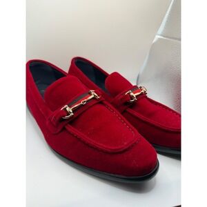 Metro Charm Mens Red Velvet Horsebit‎ Loafers Dress Shoes Size 9.5 MC-THOR-05